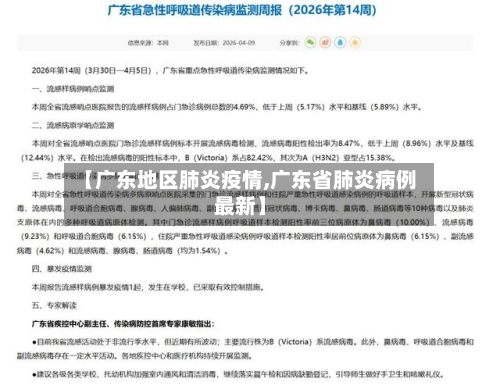 【广东地区肺炎疫情,广东省肺炎病例最新】