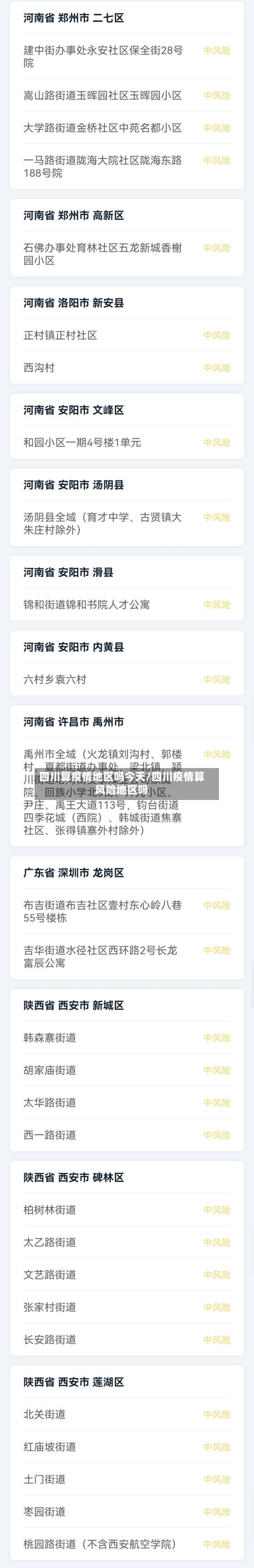 四川算疫情地区吗今天/四川疫情算风险地区吗