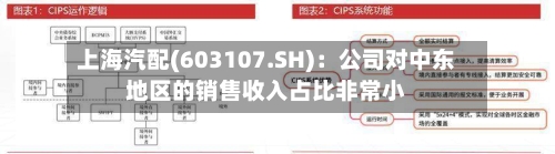 上海汽配(603107.SH)：公司对中东地区的销售收入占比非常小
