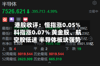 港股收评：恒指涨0.05% 科指涨0.07% 黄金股	、航空股低迷 半导体板块强势-第3张图片