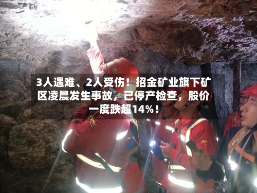 3人遇难、2人受伤！招金矿业旗下矿区凌晨发生事故，已停产检查，股价一度跌超14%！