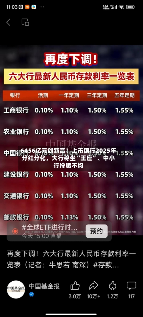 6456亿元创新高！上市银行2025年分红分化	，大行稳坐“王座”	、中小行冷暖不均-第2张图片