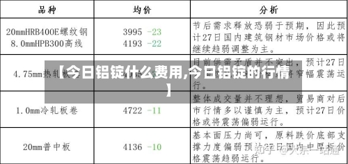 【今日铝锭什么费用,今日铝锭的行情】